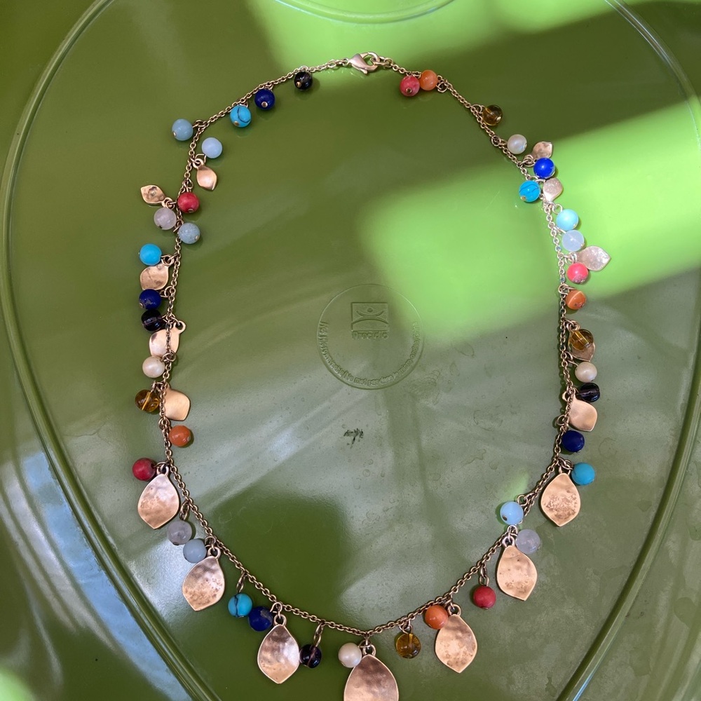 Ralph Lauren Gold Tone Beaded Necklace with Elegant Design